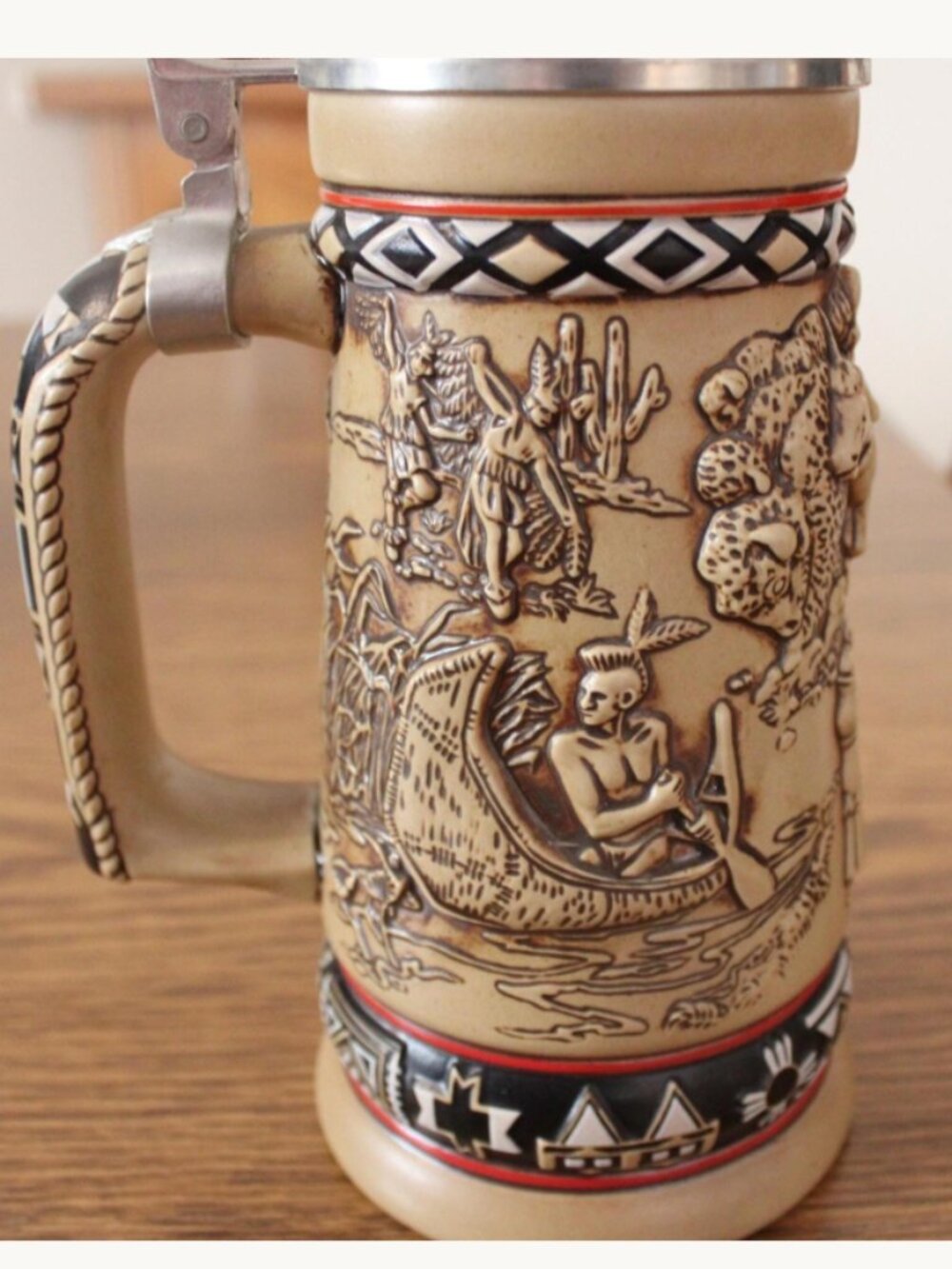 Vintage 1988 Avon Beer Stein Indians of the American Frontier Ceramarte Brazil